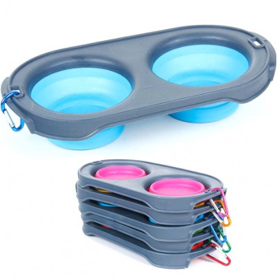 Pet folding bowl outdoor travel portable dual purpose food silicone folding water food pet bowl